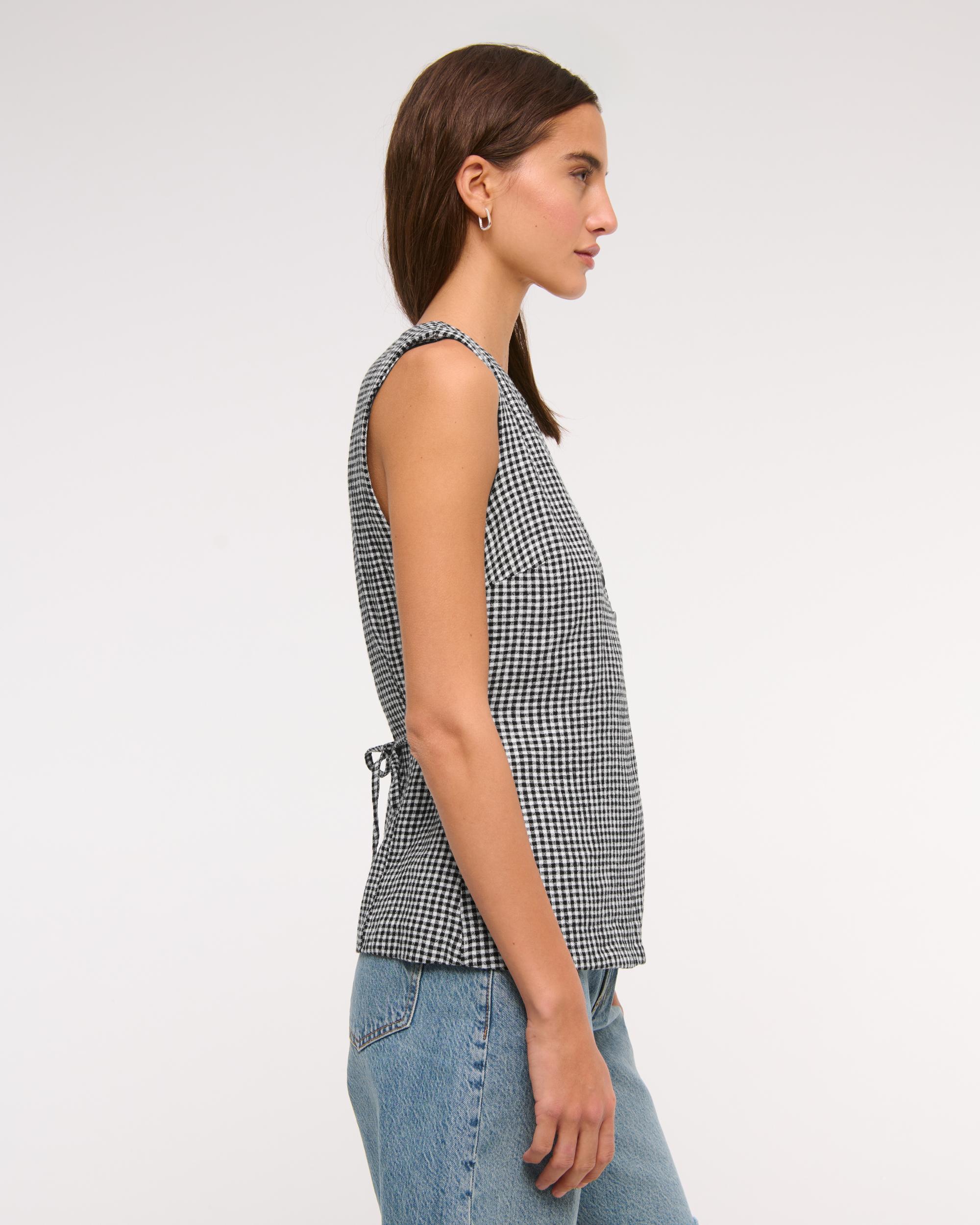 Asymmetrical Linen-Blend Vest Product Image