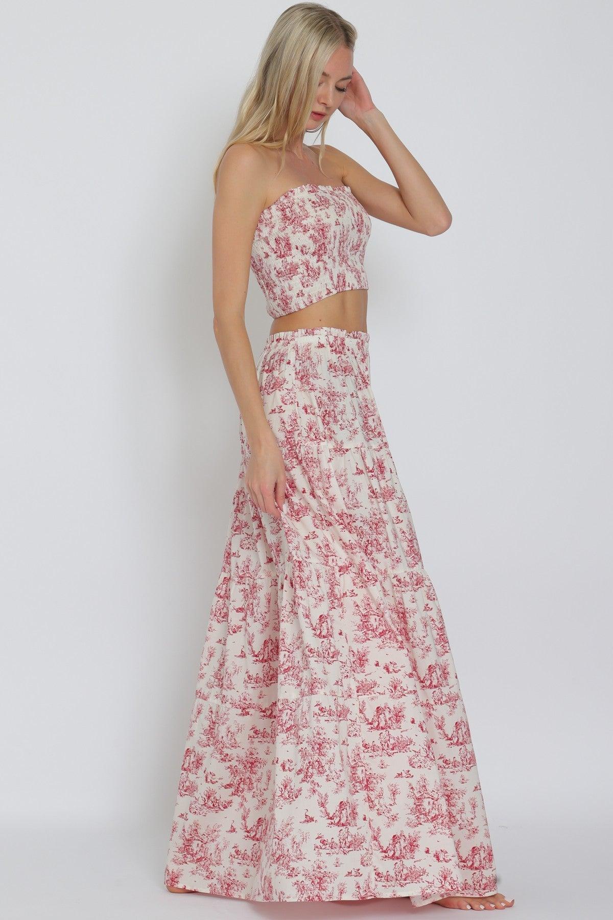 Shirred Print Tube Top Product Image