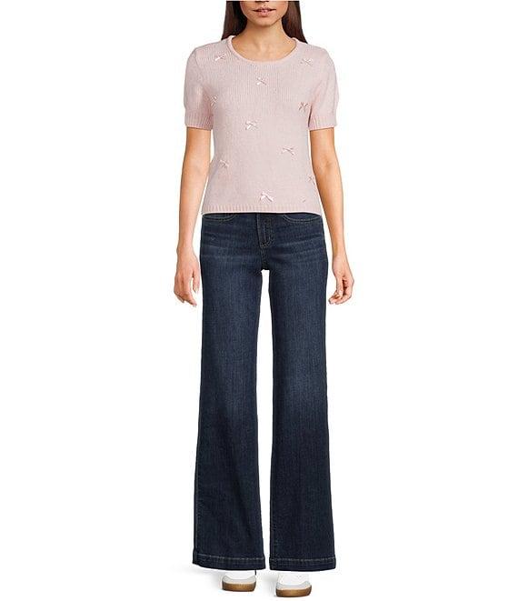 Evolutionary Knit Bow Front Short Sleeve Sweater Product Image
