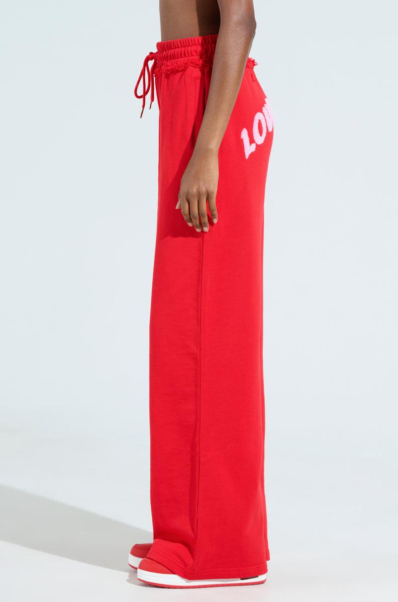 LOVERS CLUB WIDE LEG JOGGER IN RED Product Image