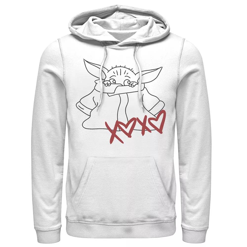 Men's Star Wars The Mandalorian The Child Valentine's Day Outline Hoodie,  Product Image