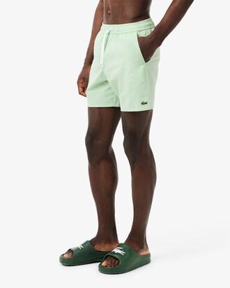 Mid Length Striped Textured Swim Trunks Product Image