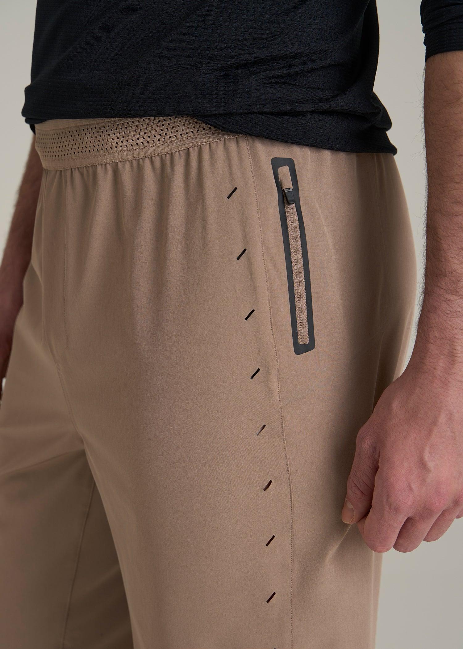 Featherweight Perforated Training Shorts for Tall Men in Dark Sand Male Product Image