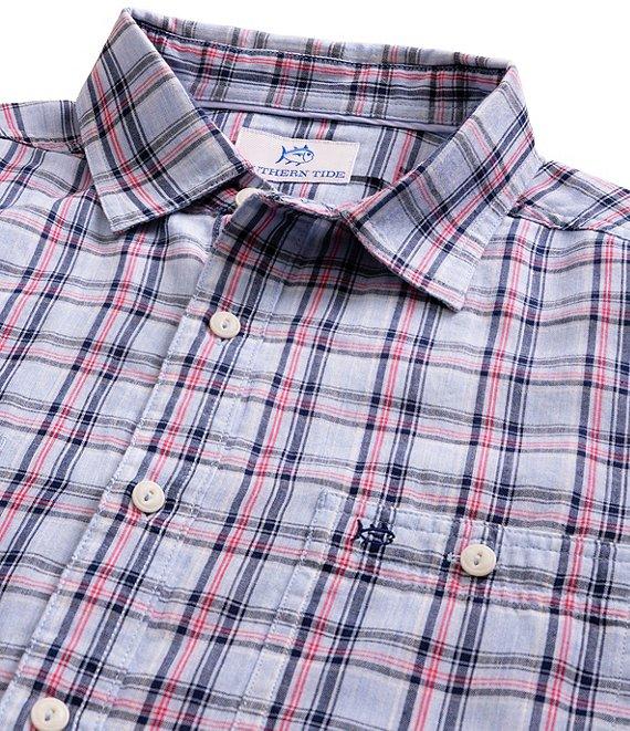 Southern Tide Benton Plaid Heather Double Cloth Long Sleeve Woven Shirt Product Image