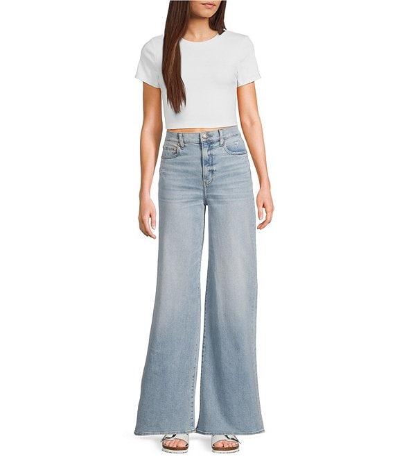 Daze Far Out High Rise Unfinished Wide Leg Jeans Product Image