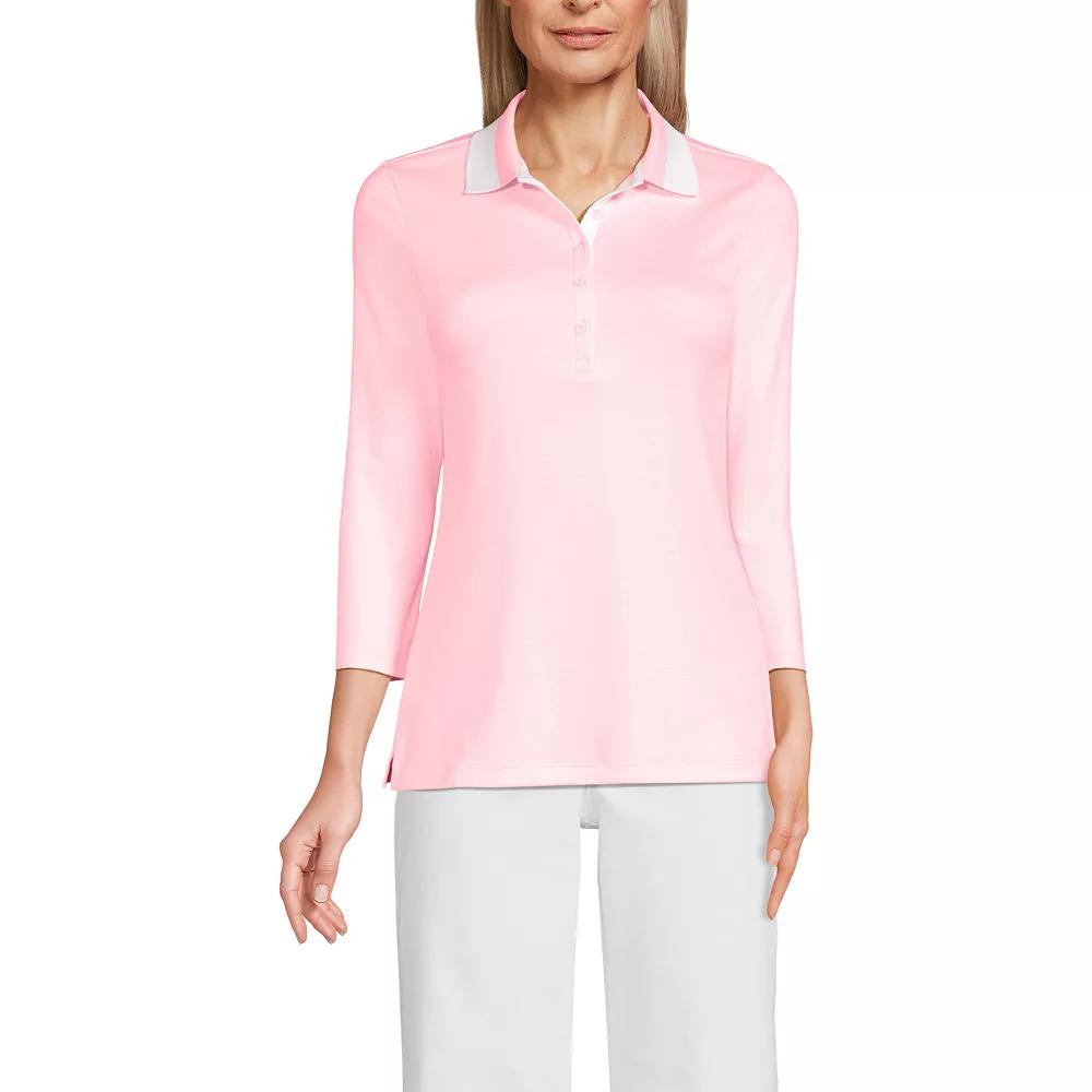 Women's Lands' End Supima Cotton 3/4-Sleeve Polo Shirt,  Product Image