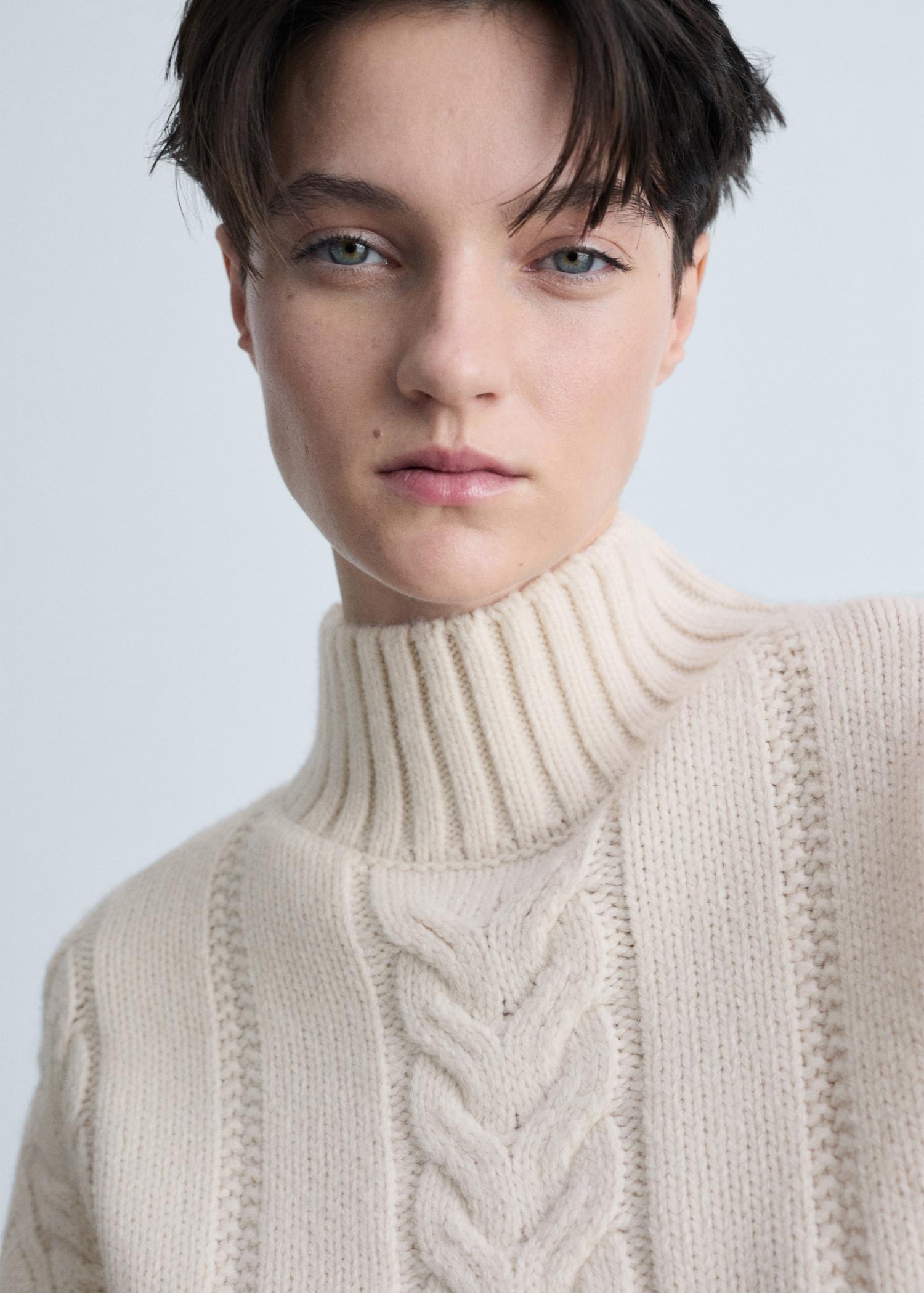 Braided sweater with perkins neck - Women | MANGO USA Product Image