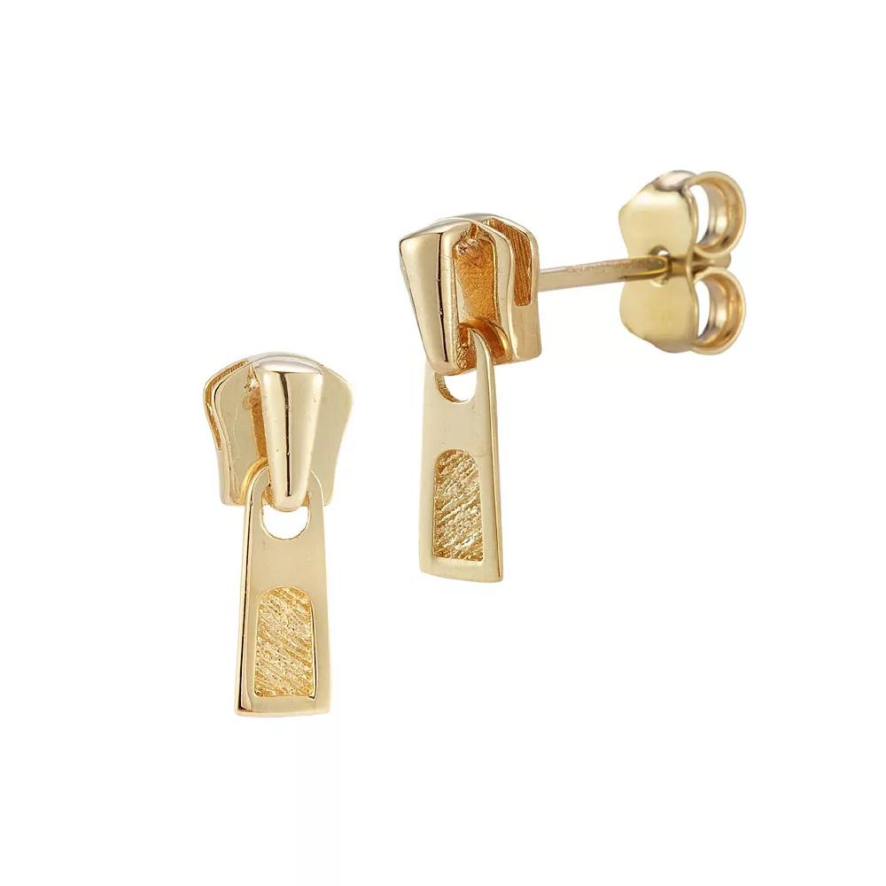 LUMINOR GOLD 14k Gold Zipper Stud Earrings, Women's Product Image