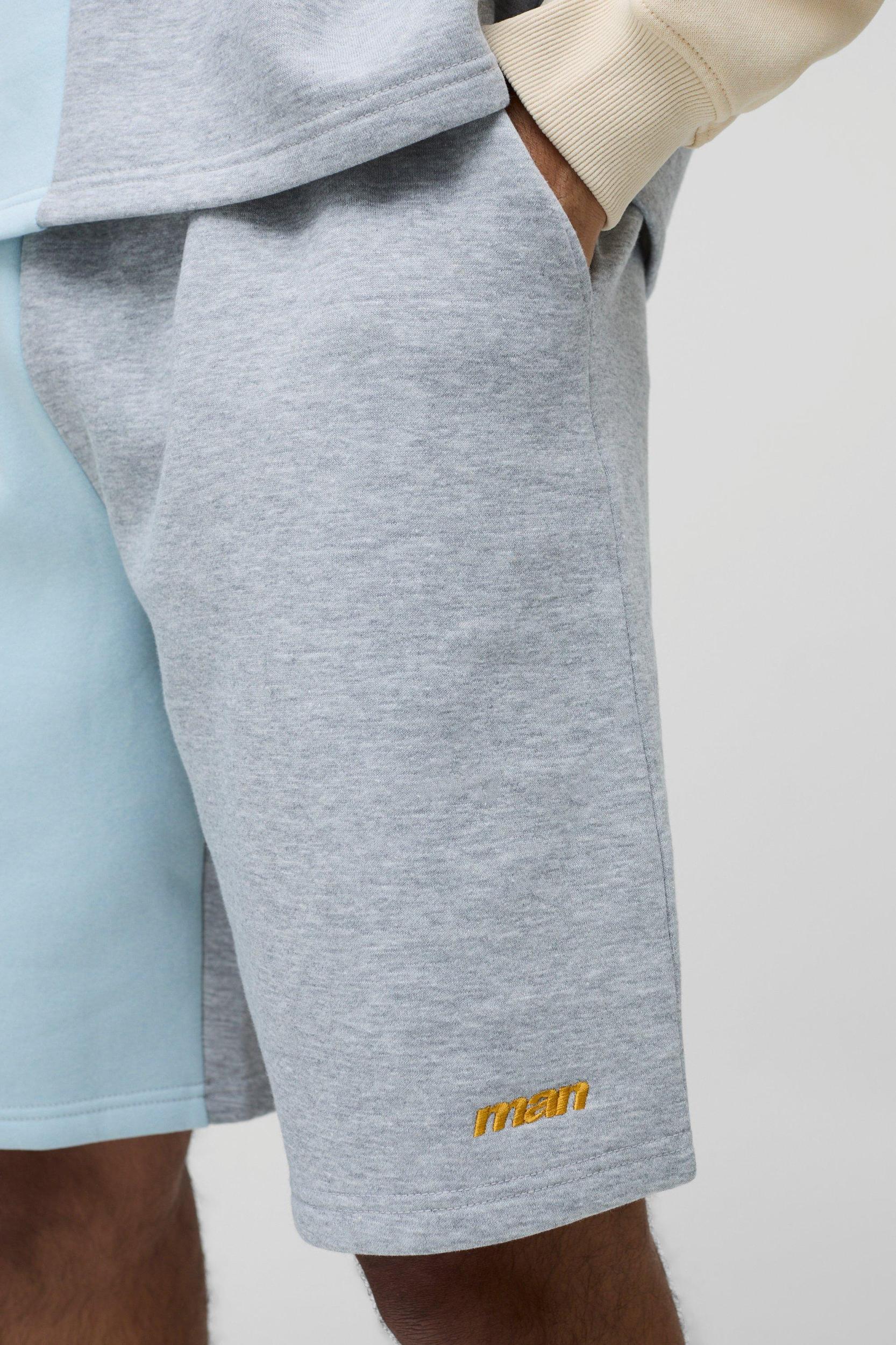 Oversized Man Colour Block Long Length Shorts | boohooMAN USA Product Image