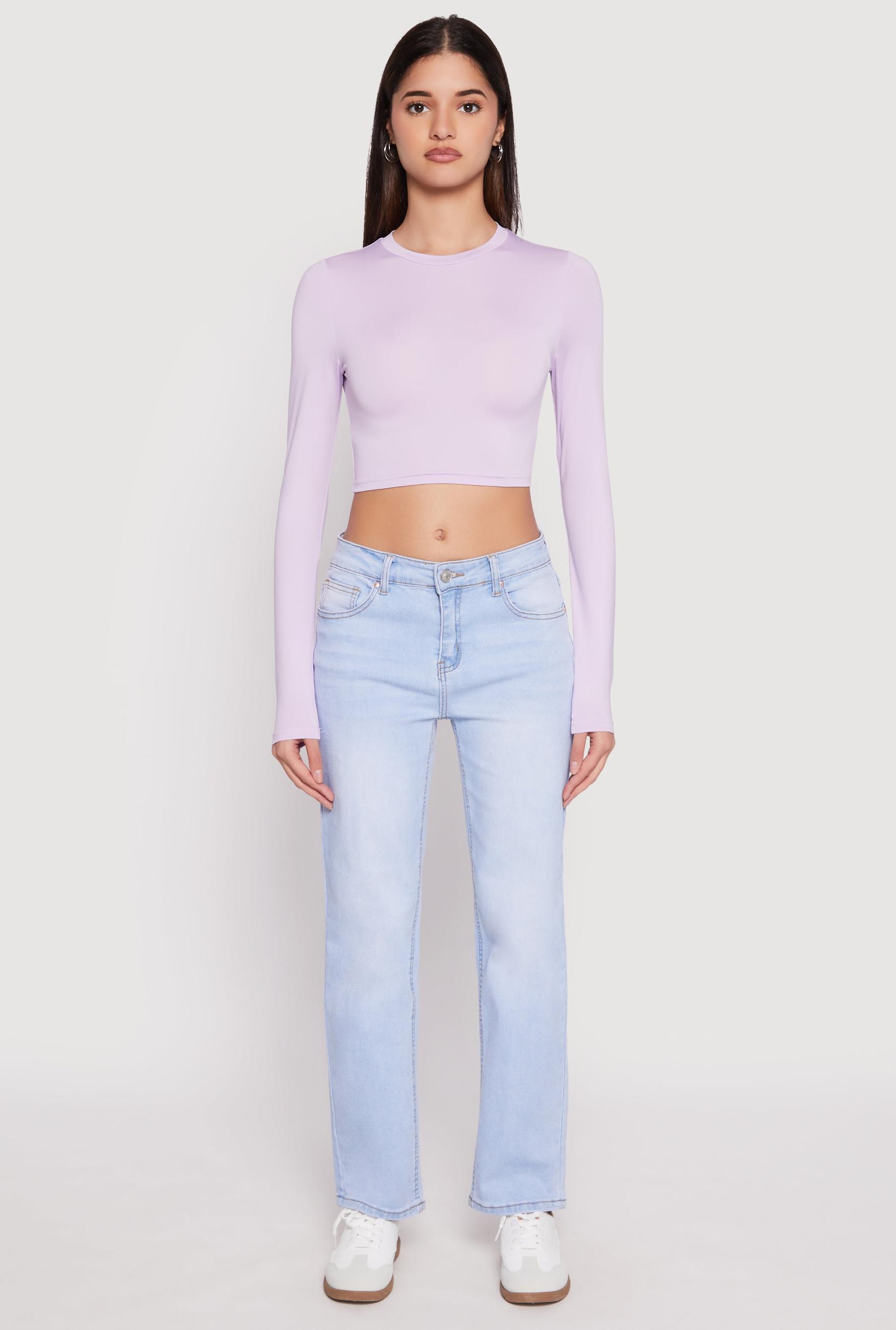Womens Daisy Long Sleeve High Neck Crop Top Product Image