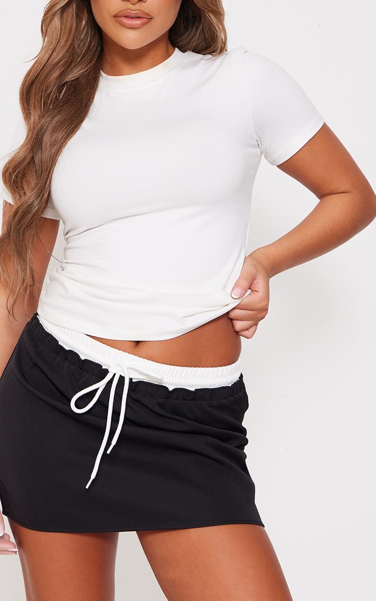 Black Woven Double Waistband Mini Skirt Product Image