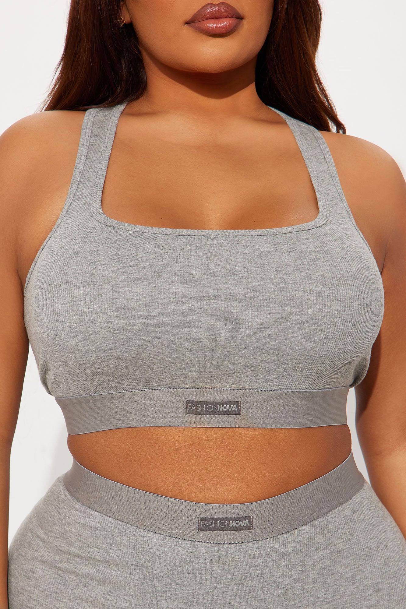 FN Mood Racerback Bra And Legging 2 Piece Cotton Set - Heather Grey Product Image