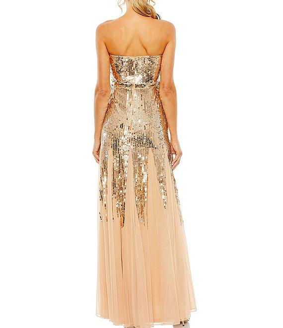 Mac Duggal Sequin Mesh Strapless Sweetheart Neck A-Line Gown Product Image