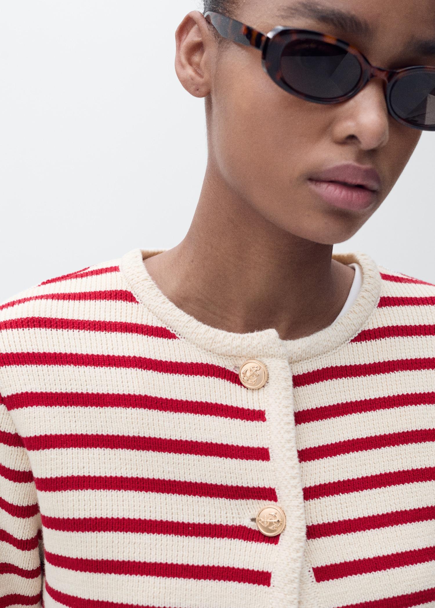 Stripped knit cardigan - Women | MANGO USA Product Image