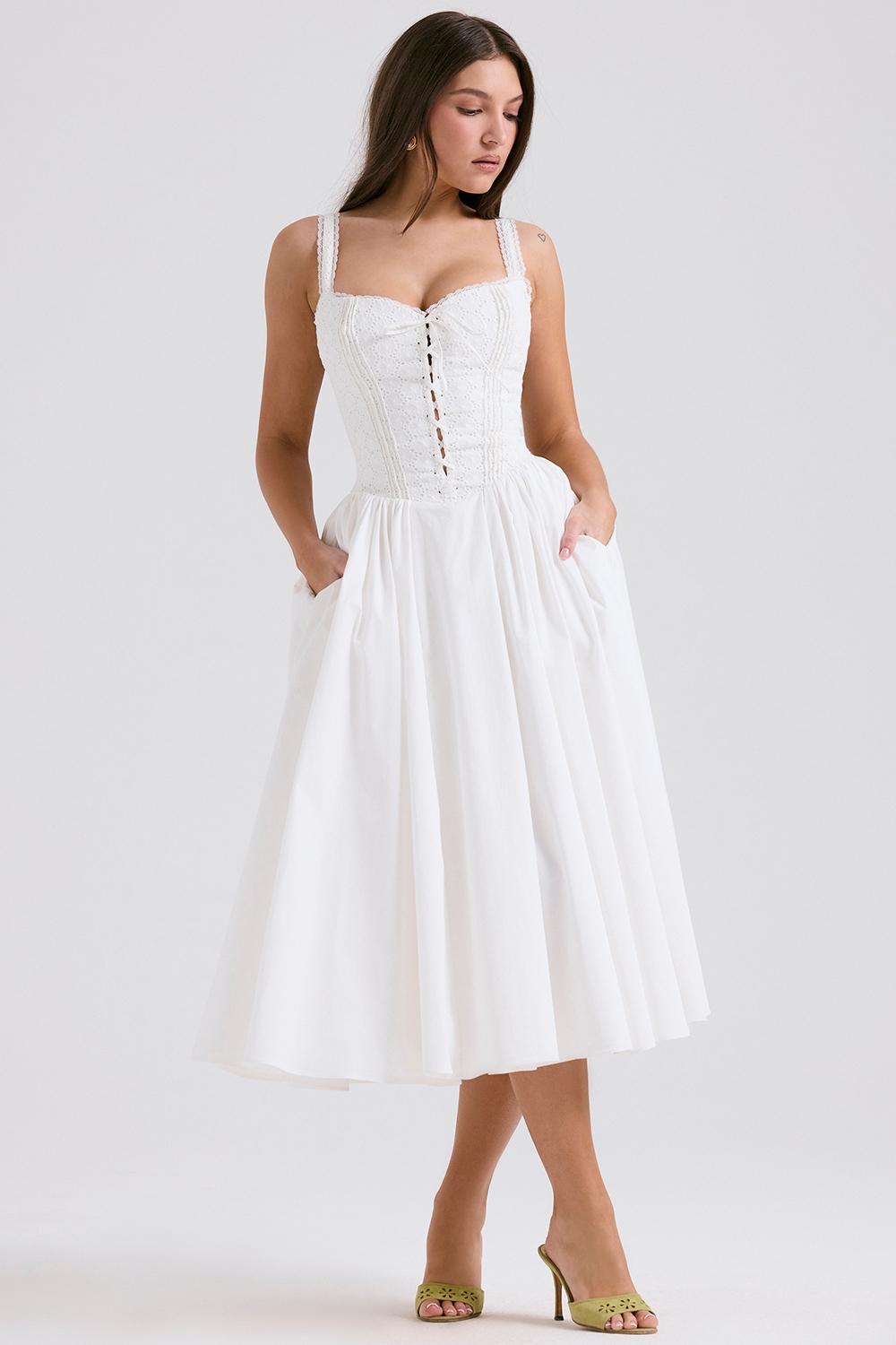 Milia  white broderie anglais & cotton midi dress Product Image