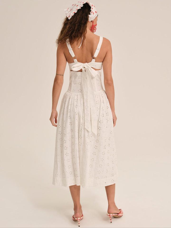 Dreamy Daisy Midi Dress — White Product Image