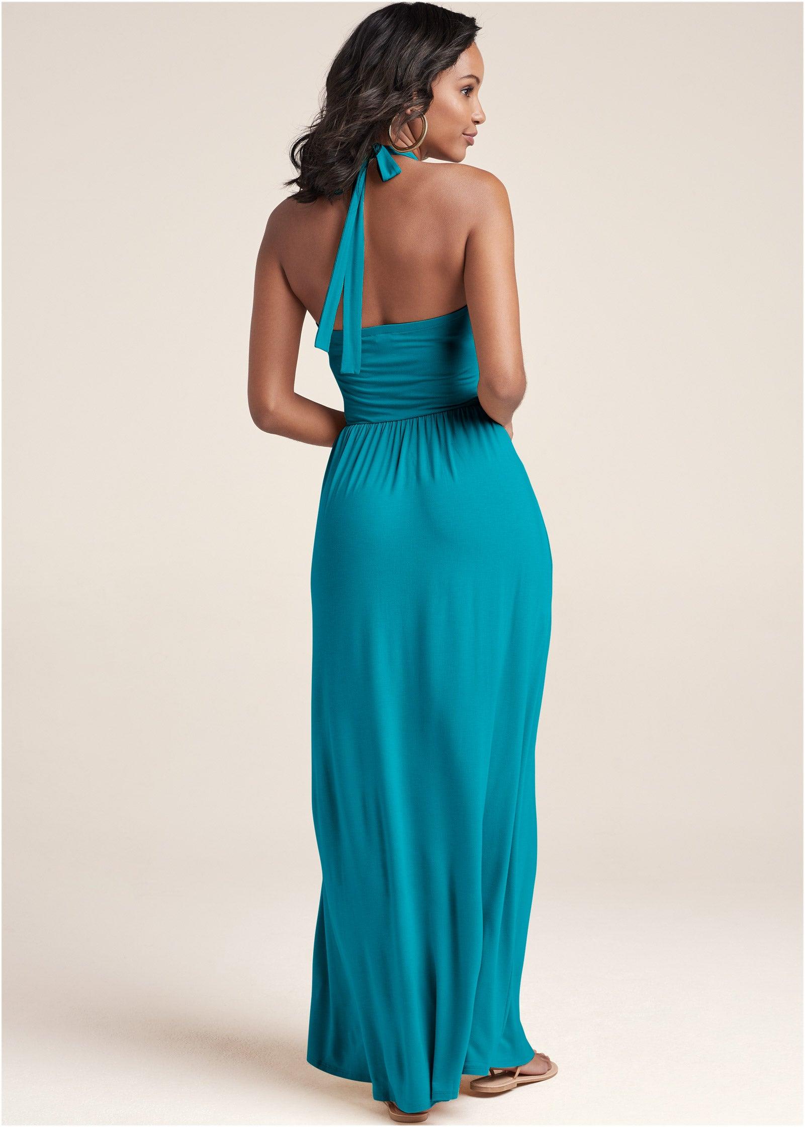 High Neck Maxi Dress - Teal Product Image