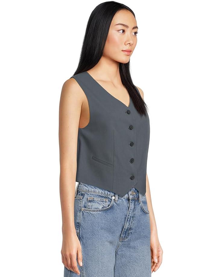 Washable Stretch Crepe Round Neck Long Vest Product Image