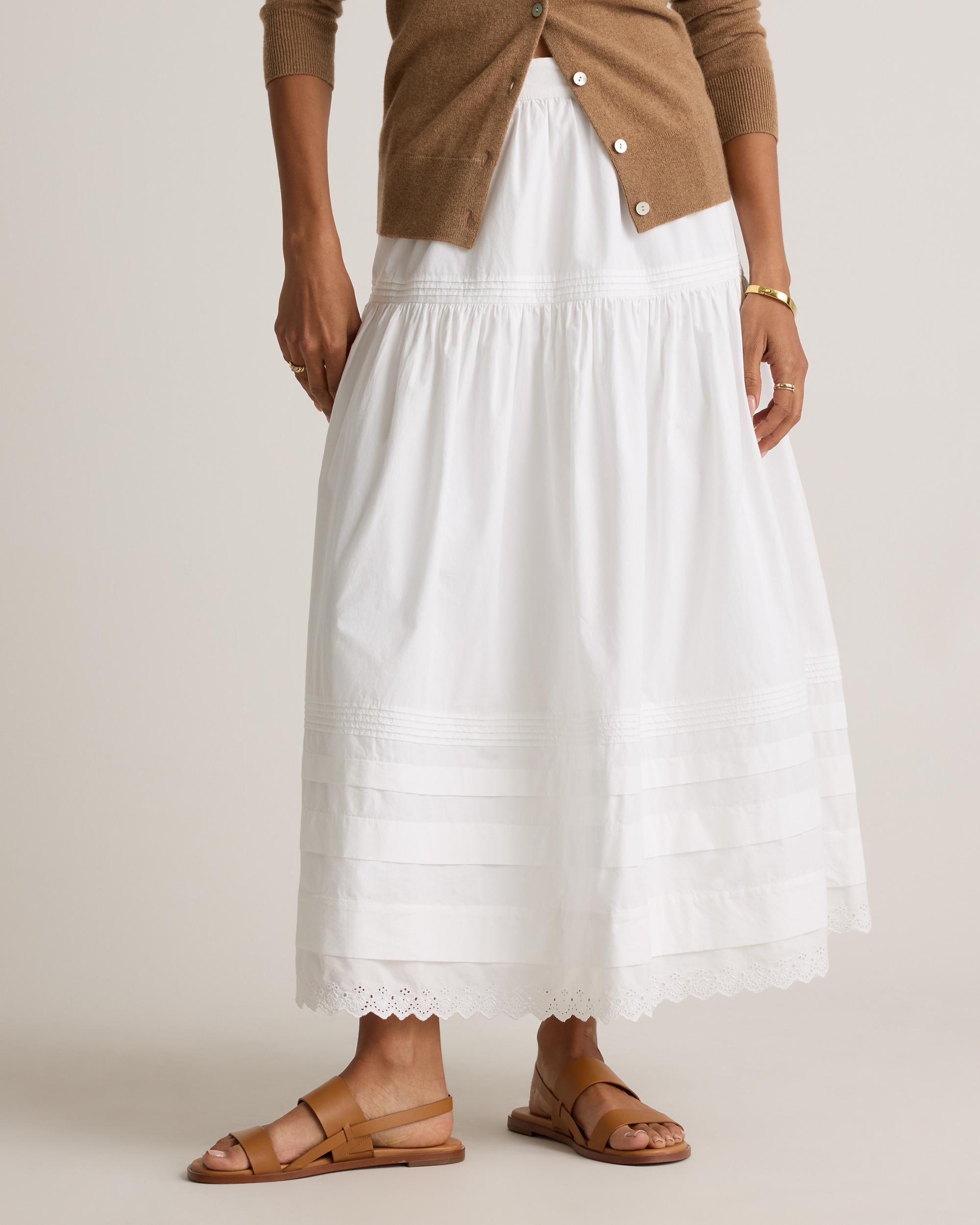 Quince | Women's Poplin Pintuck Maxi Skirt Size XL, Organic Cotton Product Image