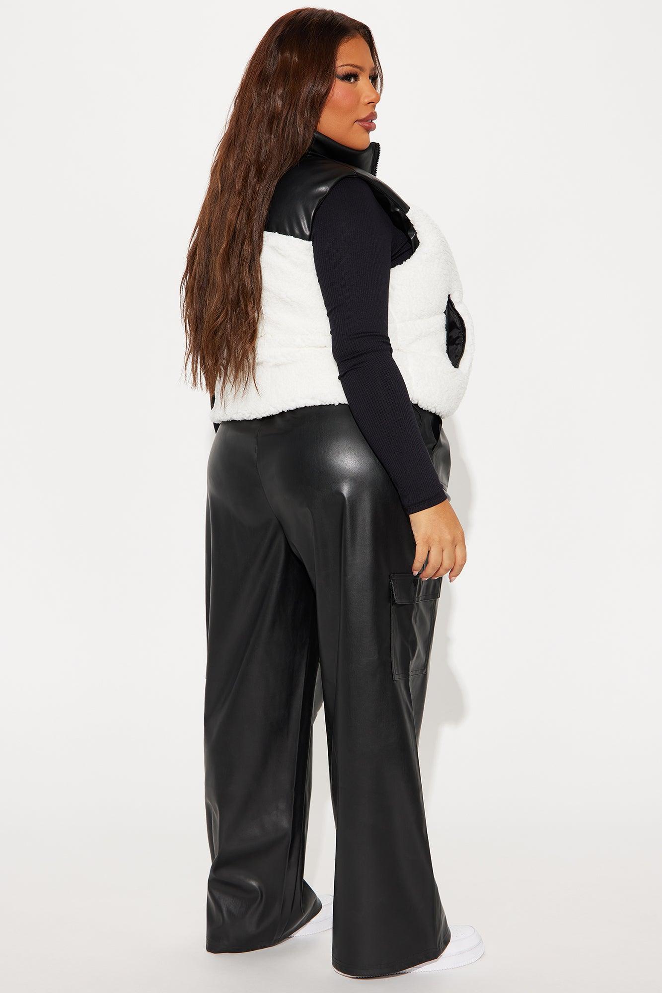 Without A Bother Faux Leather Pant Set - Black/combo Product Image