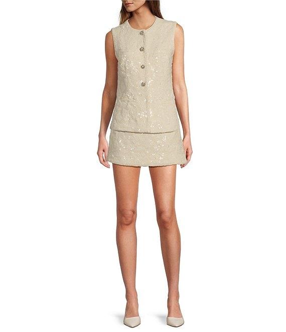 Antonio Melani Lakelyn Sequin Tweed A Line Mini Skirt Product Image