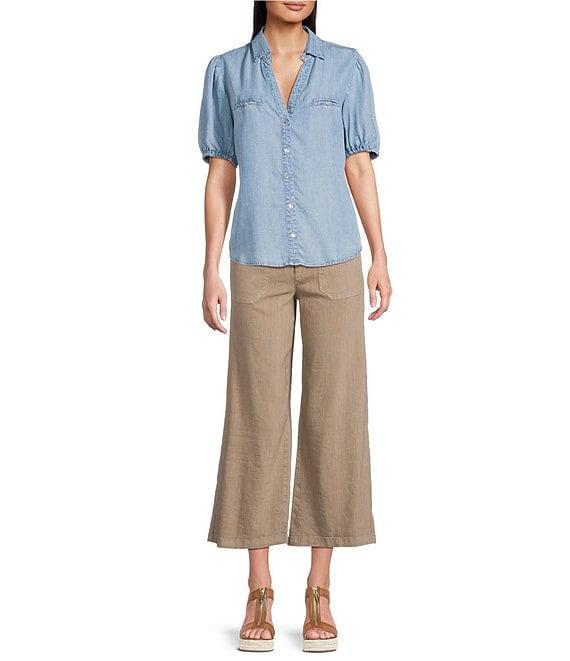 KUT from the Kloth Harriet Point Collar Short Ballon Sleeve Button Down Top Product Image