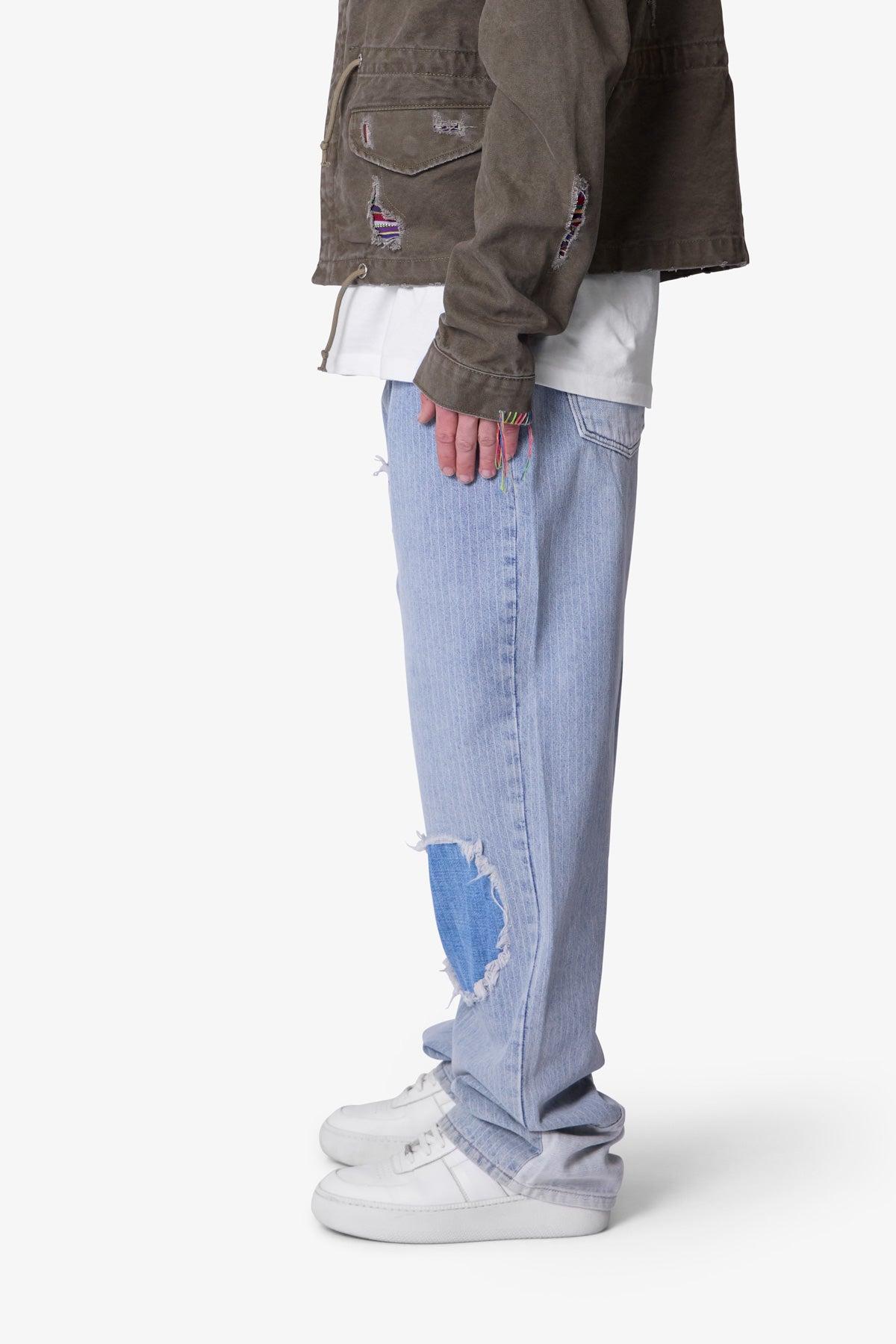 Ultra Baggy Patched Up Denim - Light Blue Product Image