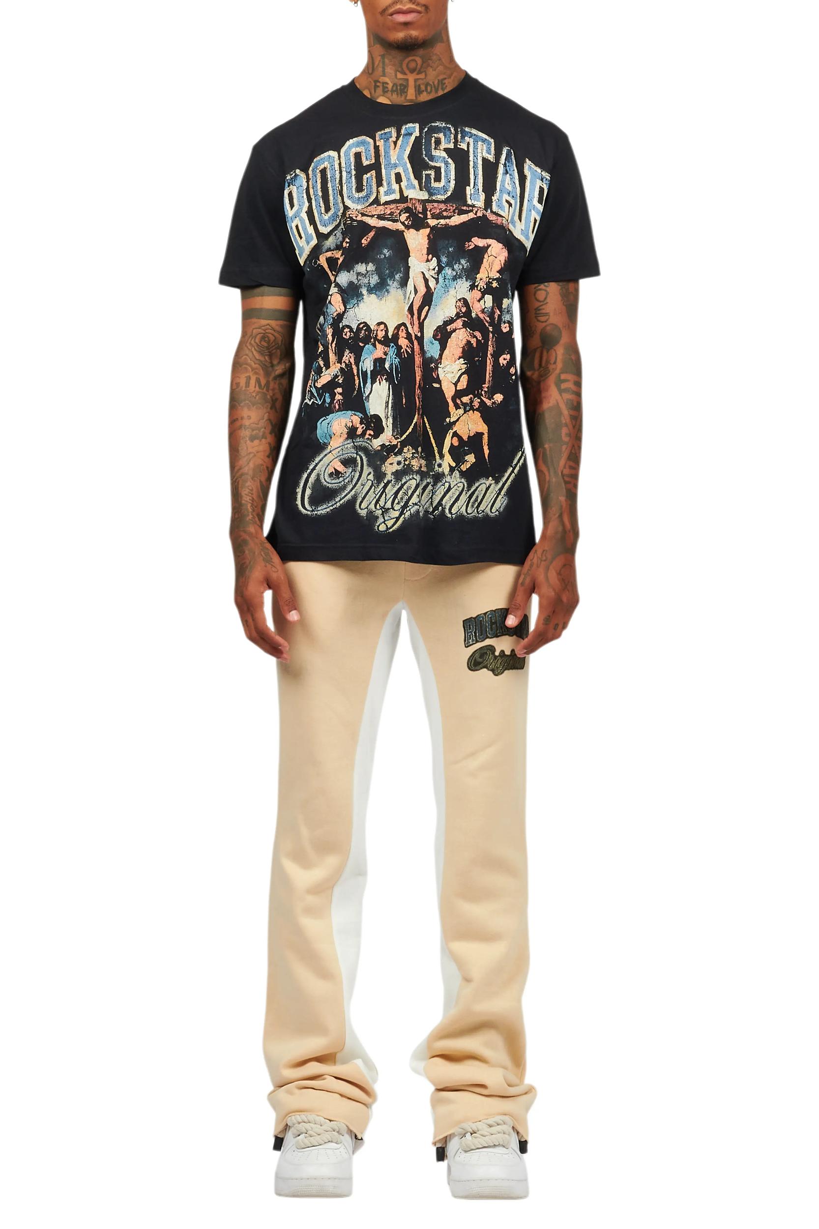 Waller Black/Beige T-Shirt/Baggy Pant Set Male Product Image