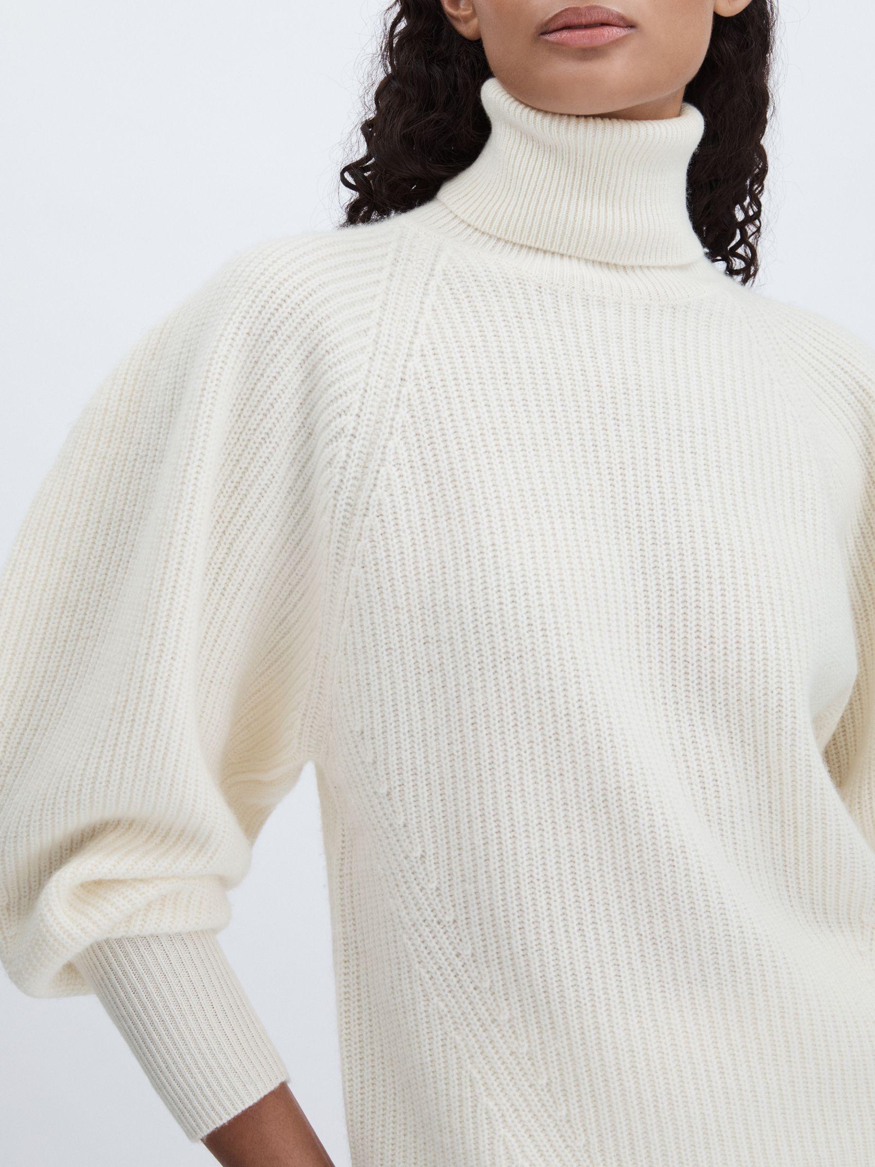 Wool Cashmere Roll Neck Jumper in Cream Product Image