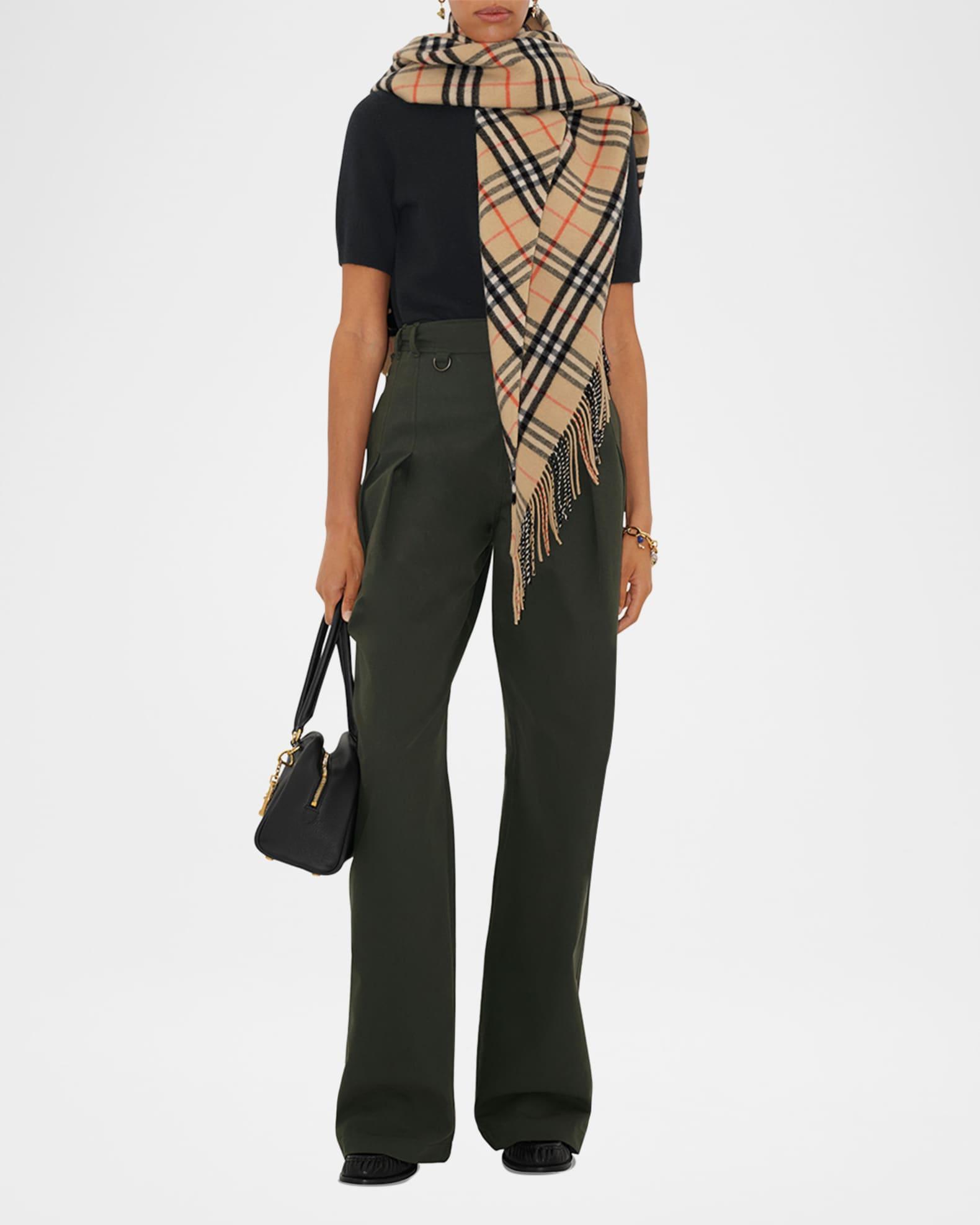 Wool and Cashmere Check Bandana Cape Product Image