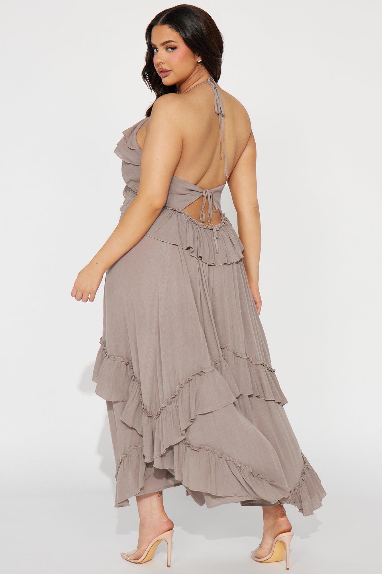 Leila Gauze Maxi Dress - Grey Product Image