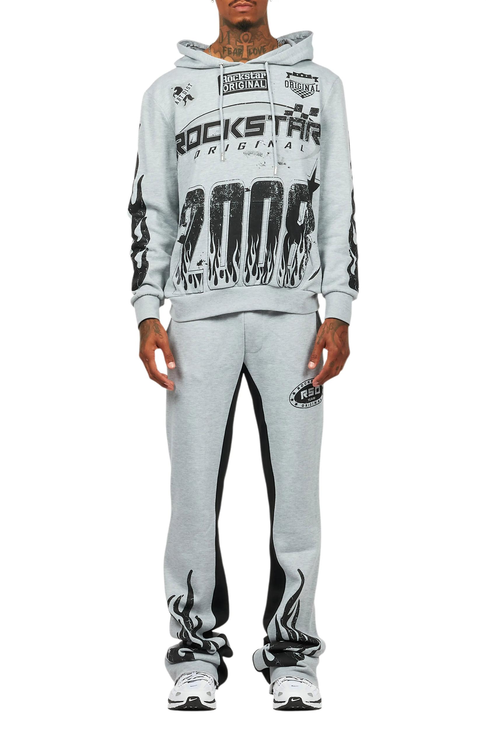 Amos Heather Grey Hoodie/Baggy Track Pant Set Male Product Image
