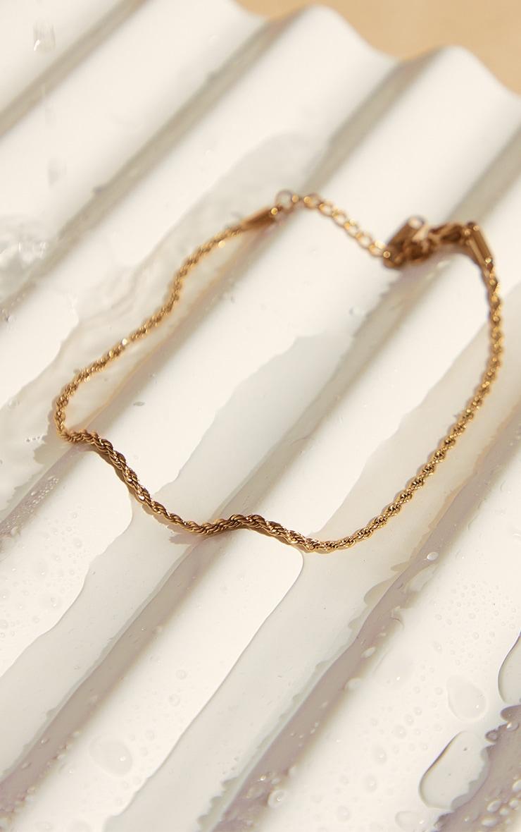Gold Water Resistant Rope Twist Anklet Product Image