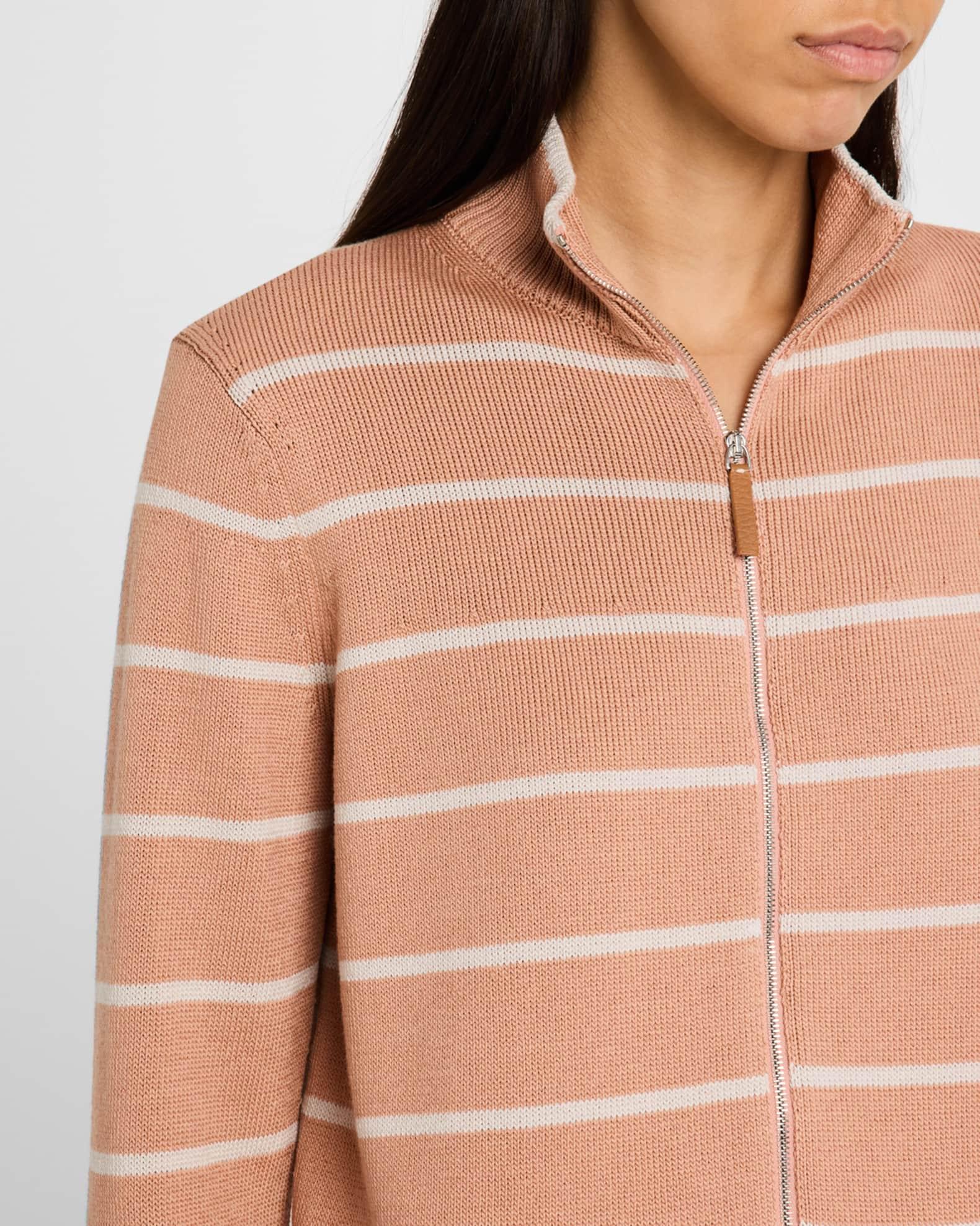 Striped Zip-Front Knit Jacket Product Image