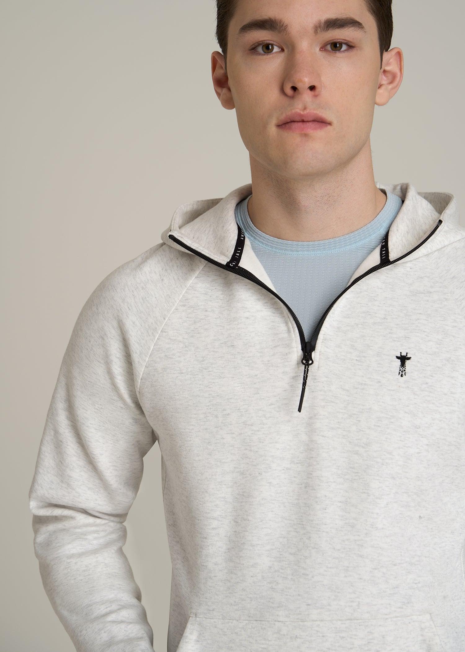 Tech Motion Fleece Hooded Popover for Tall Men in Heather Frost Male Product Image