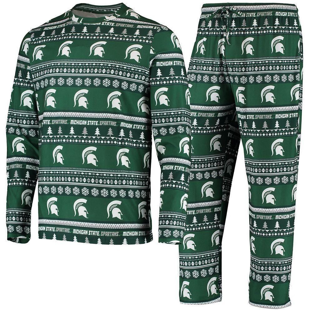 Men's Concepts Sport Green Michigan State Spartans Ugly Sweater Knit Long Sleeve Top and Pant Set, Size: Large Product Image