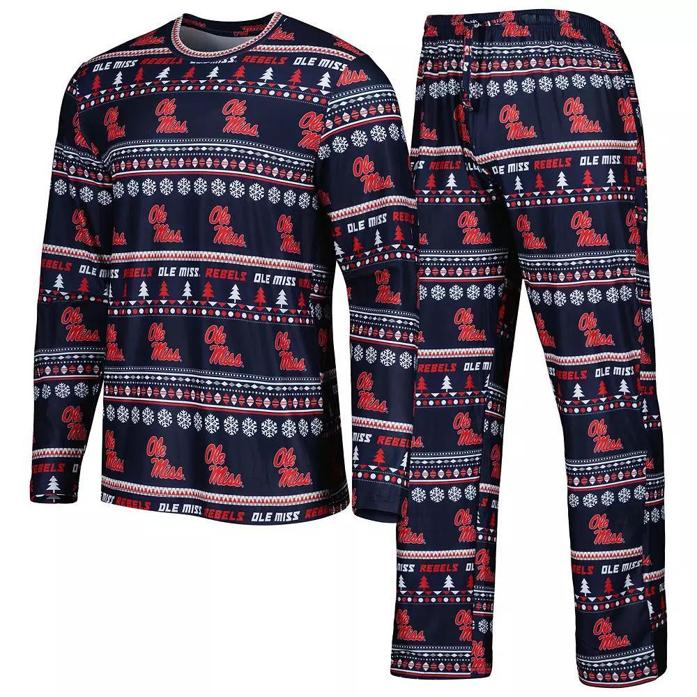 Men's Concepts Sport Navy Ole Miss Rebels Swivel Long Sleeve T-Shirt & Pants Sleep Set,  Product Image
