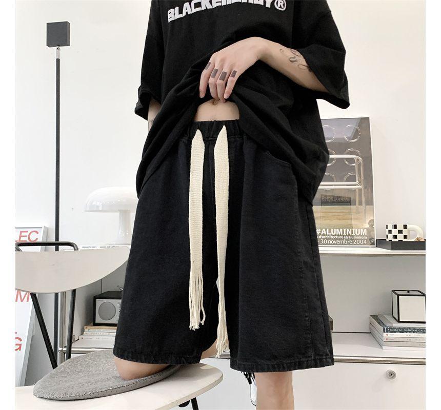 Wide Leg Denim Shorts Product Image