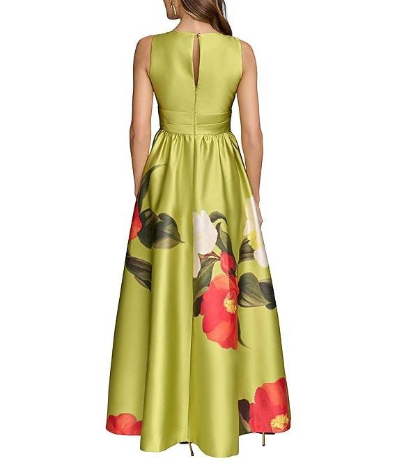 Donna Karan V-Neck Floral Print A-Line Dress Product Image