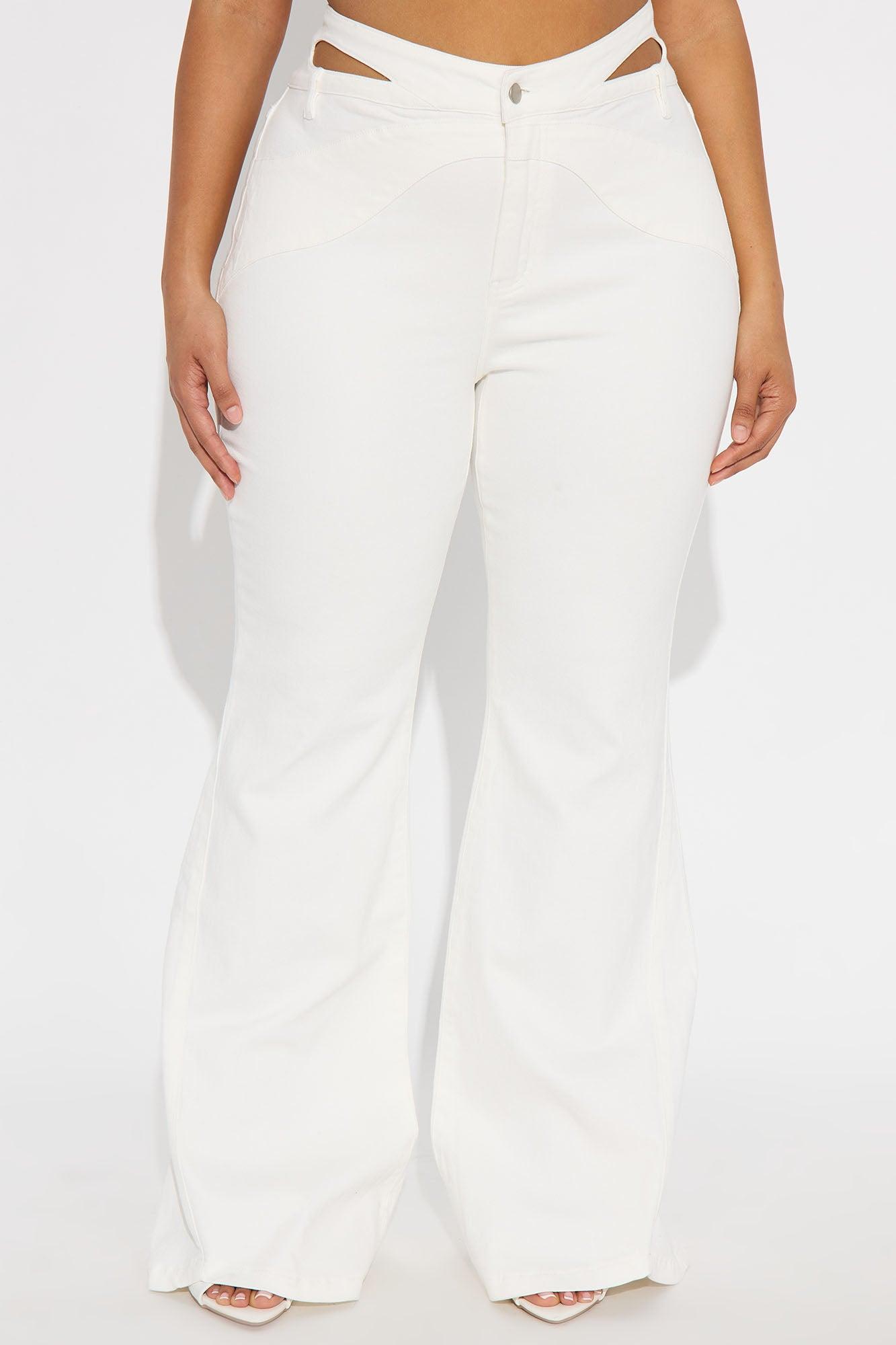 Peekaboo Cut Out Flare Jeans - White Female Product Image