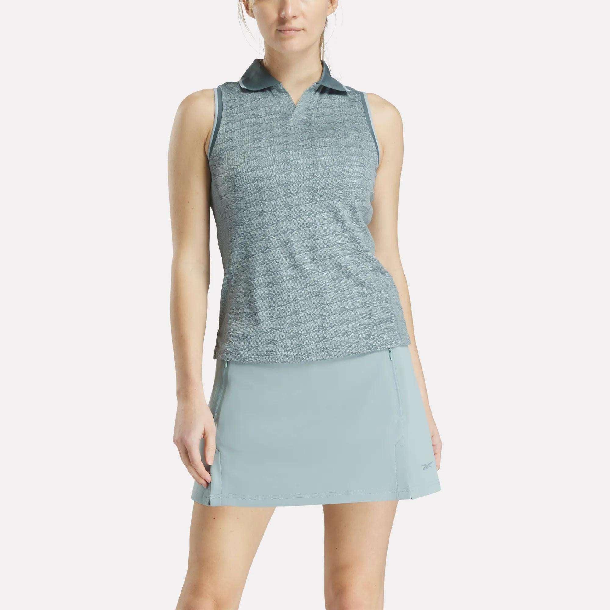 Women's Sleeveless Tonal Vector Jacquard Golf Polo Shirt Female Product Image