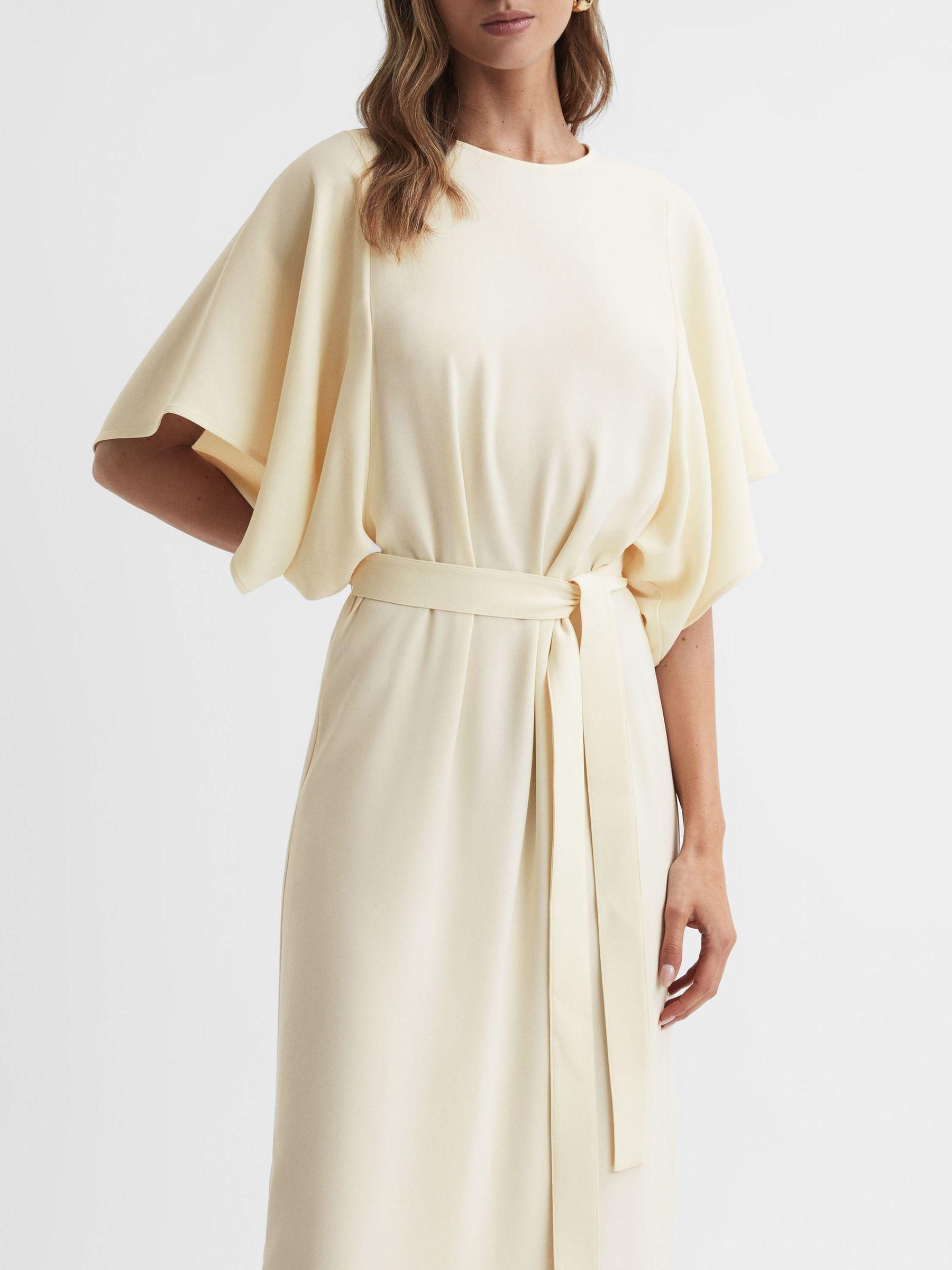 Cape-Sleeve Midi Dress in Lemon Product Image