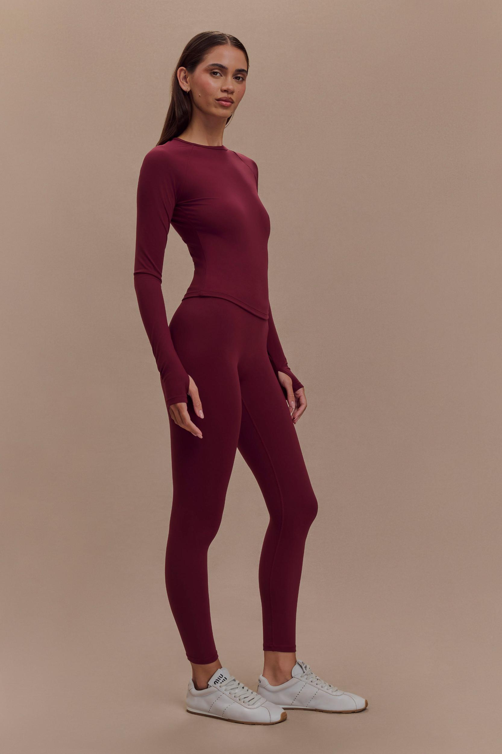 Callie Active Leggings - Burgundy Product Image