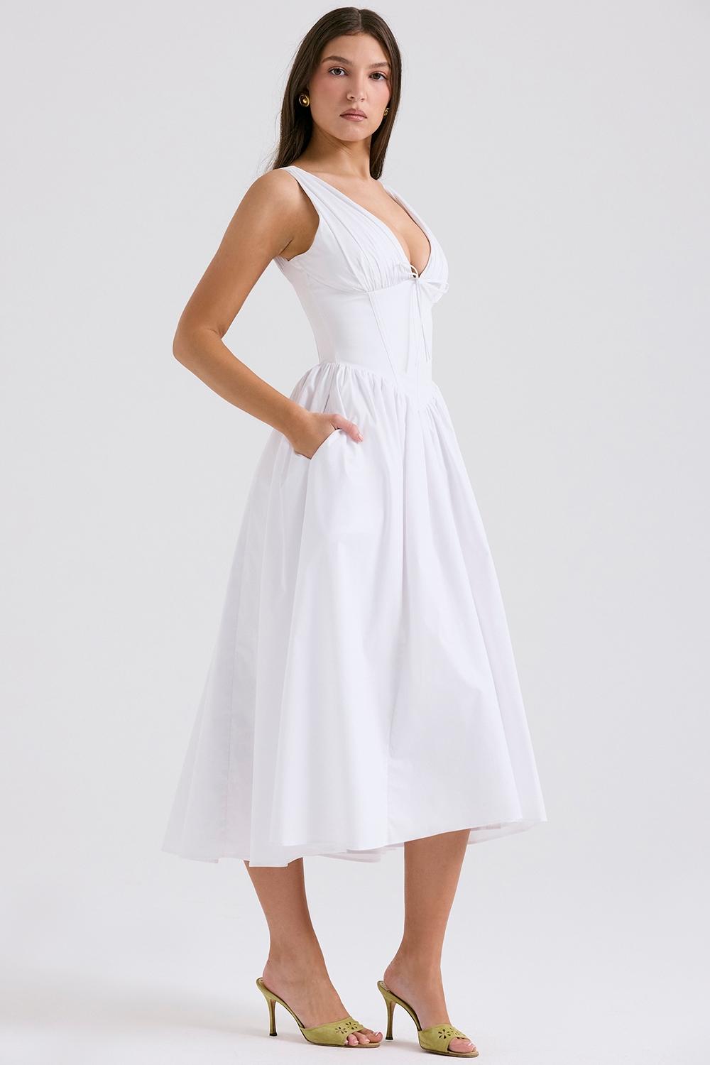 Emmelina  white cotton corset sundress Product Image