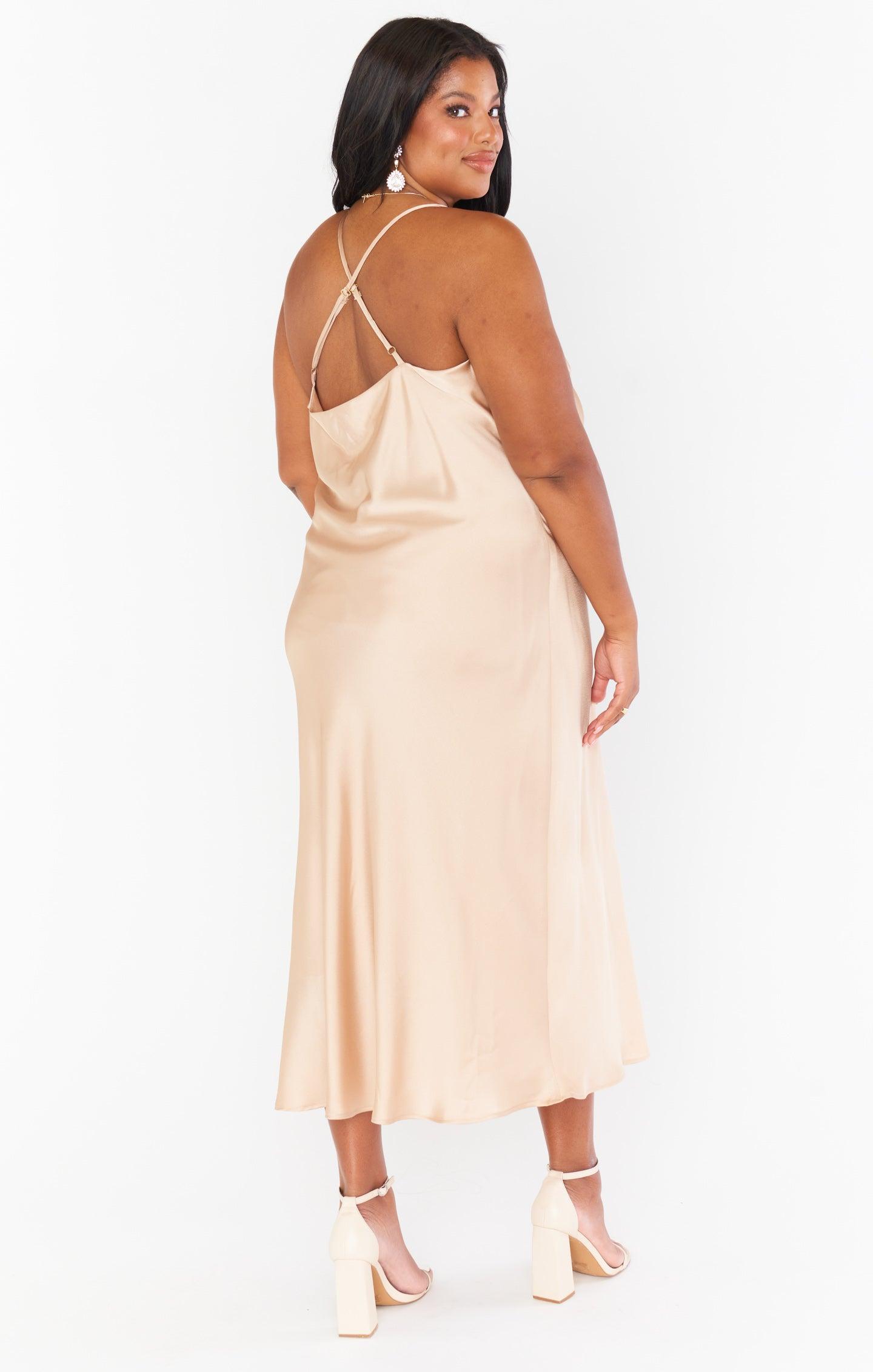 Verona Cowl Dress ~ Champagne Luxe Satin Product Image