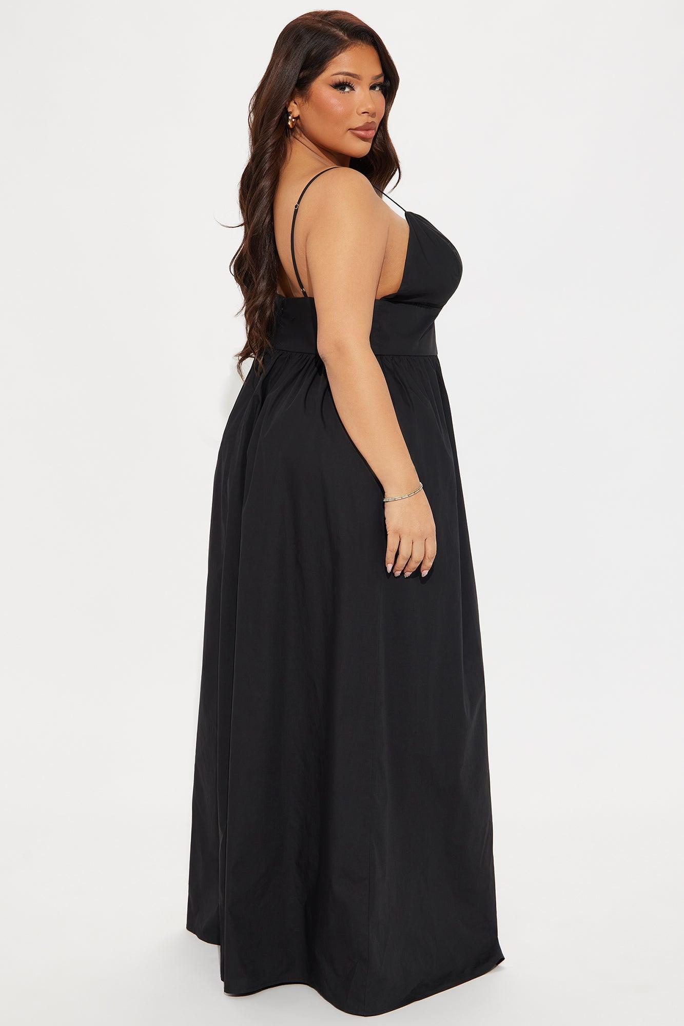 Destiny A Line Poplin Maxi Dress - Black Product Image
