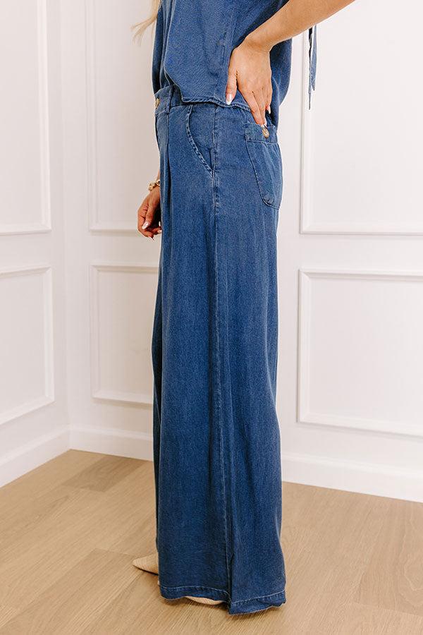 Cool Energy High Waist Chambray Wide Leg Pants Product Image