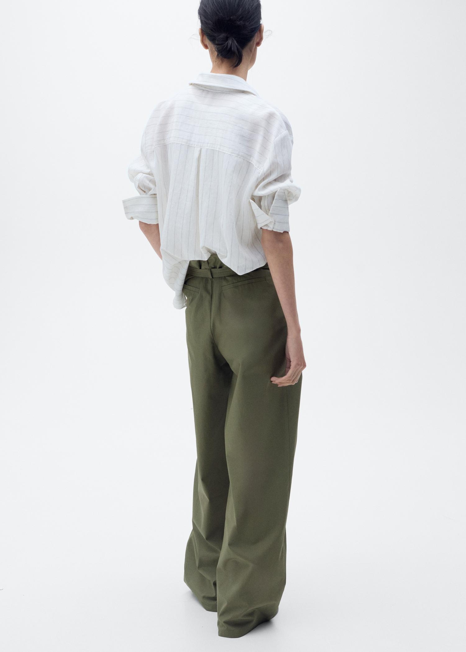 Wide-leg pants with belt - Women | MANGO USA Product Image