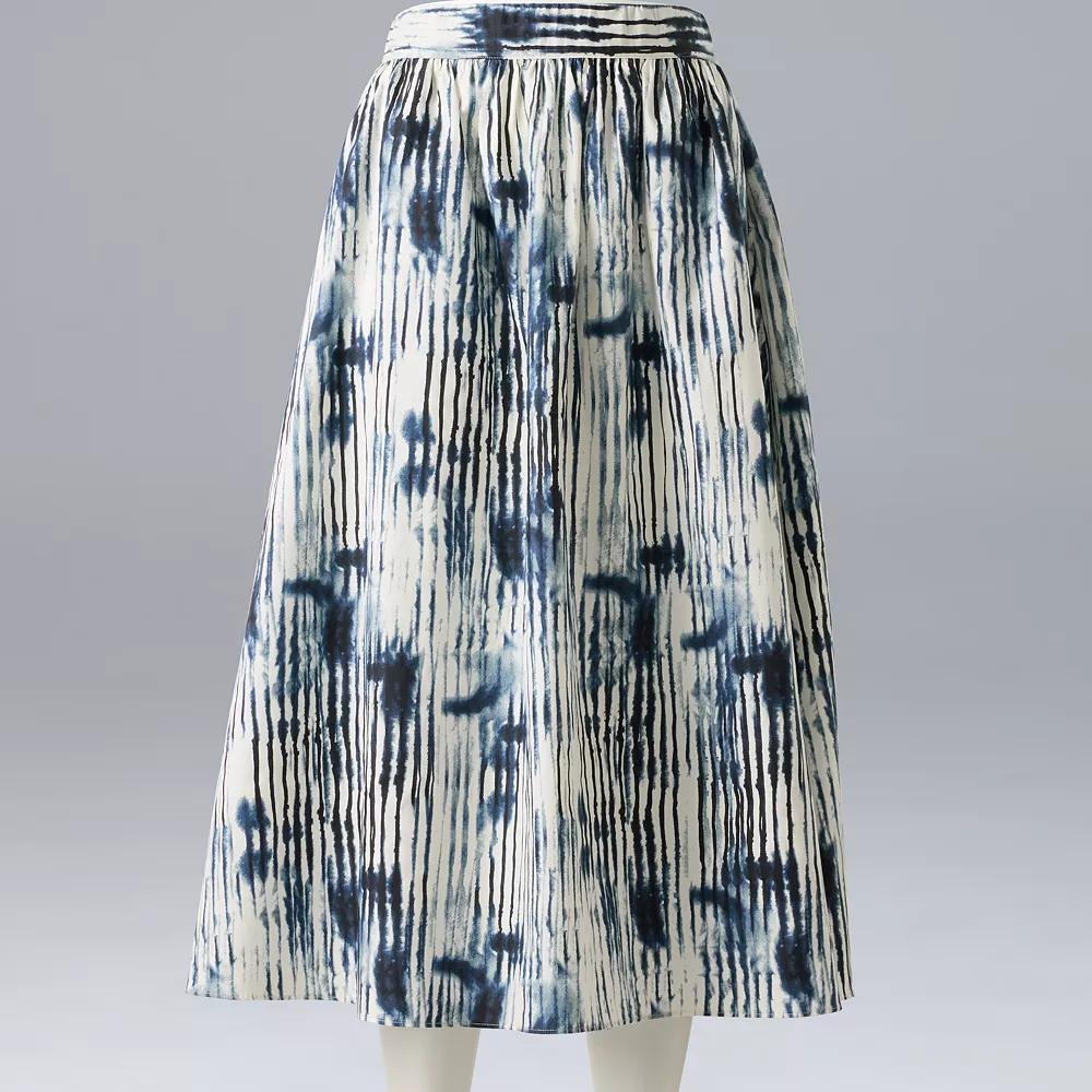 Women's Simply Vera Vera Wang Shirred Midi Skirt, Size: XXL, Blue Vertical Dye Product Image