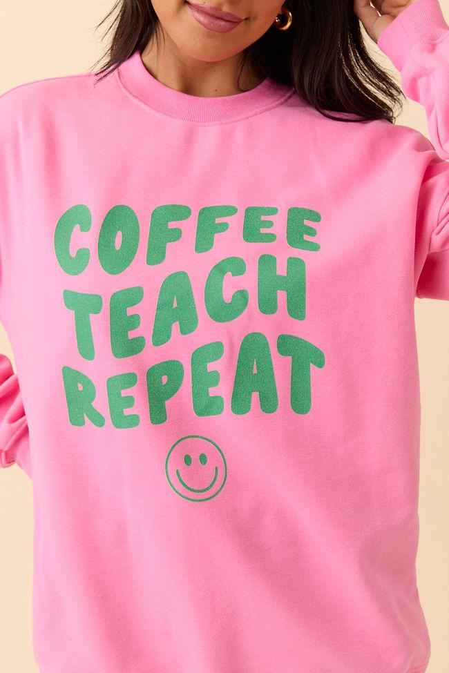 Coffee Teach Repeat Pink Graphic Sweatshirt DOORBUSTER Product Image